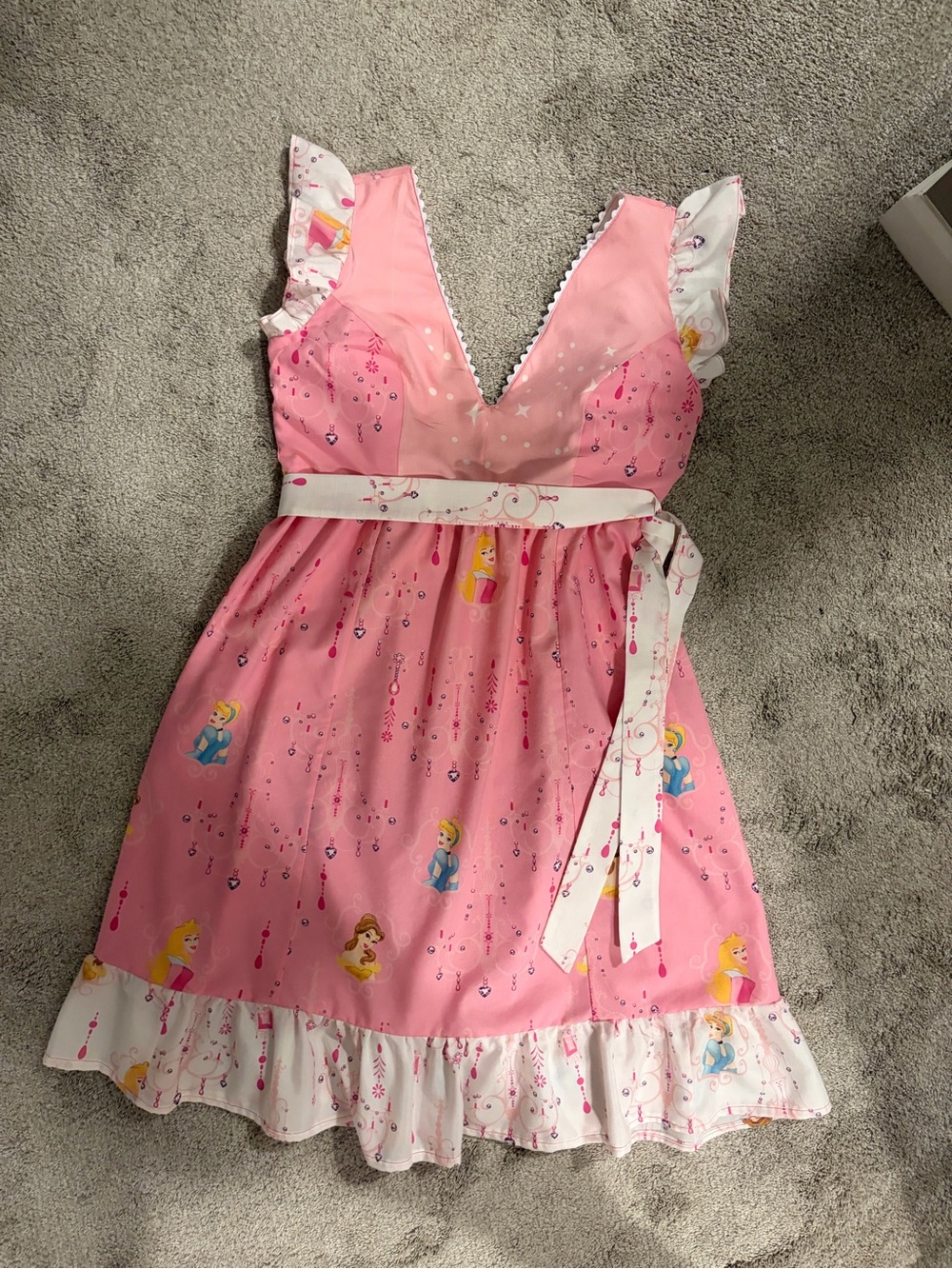Disney Princess bedsheet V-Neck Summer Dress with Ruffle Trim